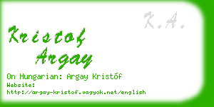 kristof argay business card